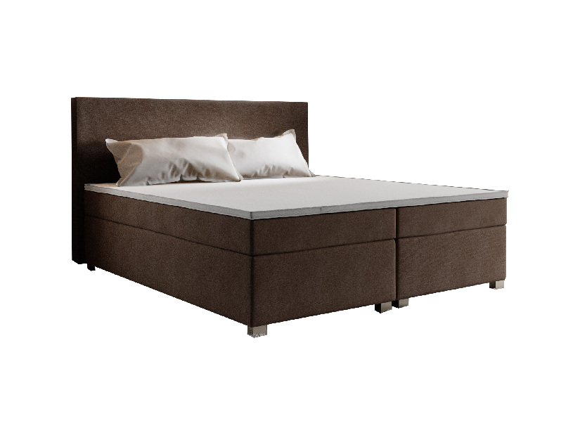 Manželská postel Boxspring 180 cm Simon Comfort (tmavě hnědá) (s matrací, bez úložného prostoru)