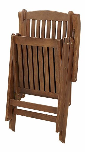 Set 2 ks zahradních židlí Amati (tmavé dřevo + šedobéžová)