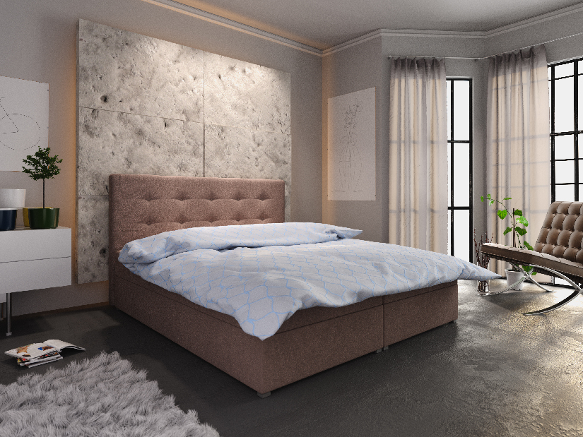 Manželská postel Boxspring 180 cm Fade 1 (tmavě hnědá) (s matrací a úložným prostorem)