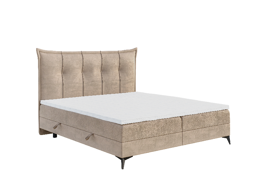 Jednolůžková postel Boxspring 80 cm Foxtrot (světlobéžová) (s matrací a úl. prostorem) *výprodej