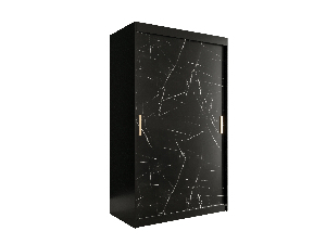 Šatní skříň 120 cm Marbelo T (matná černá + černý mramor)