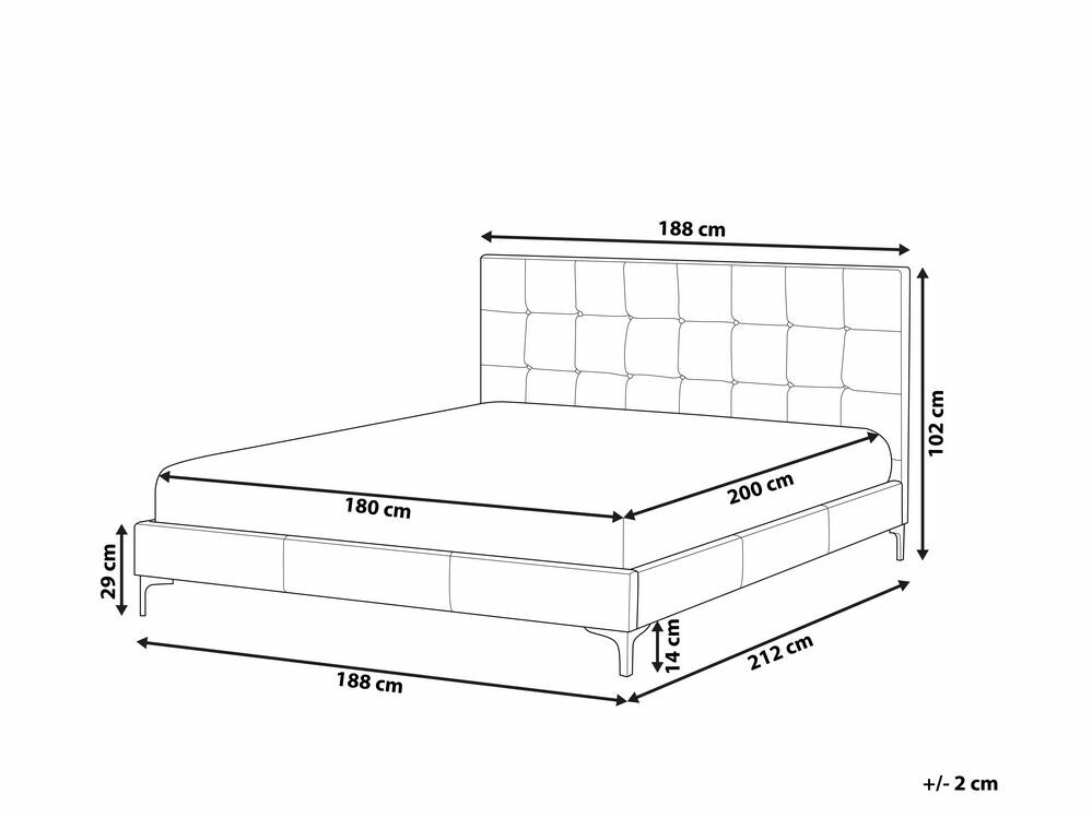 Manželská postel 180 cm Amar (šedá) (ekokůže) (s roštem)