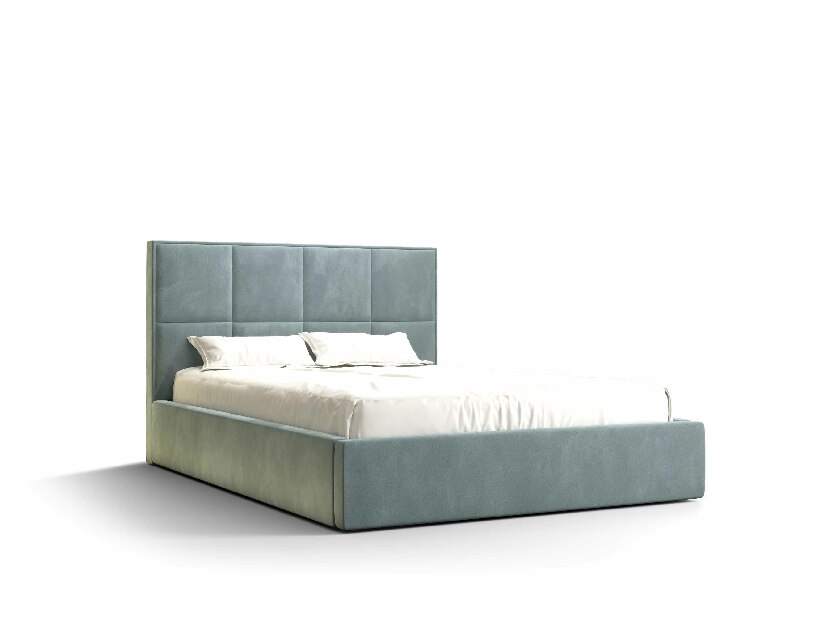 Manželská postel 160 cm Gino (modrá) (s roštem a úložným prostorem)
