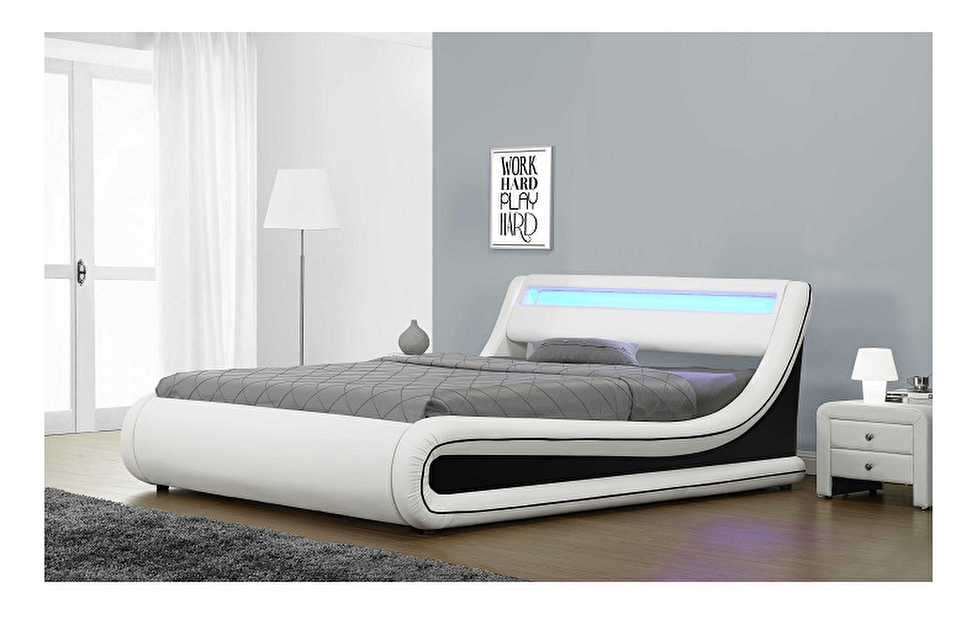 Manželská postel 160 cm Milda (s roštem, úl. prostorem a LED) *výprodej