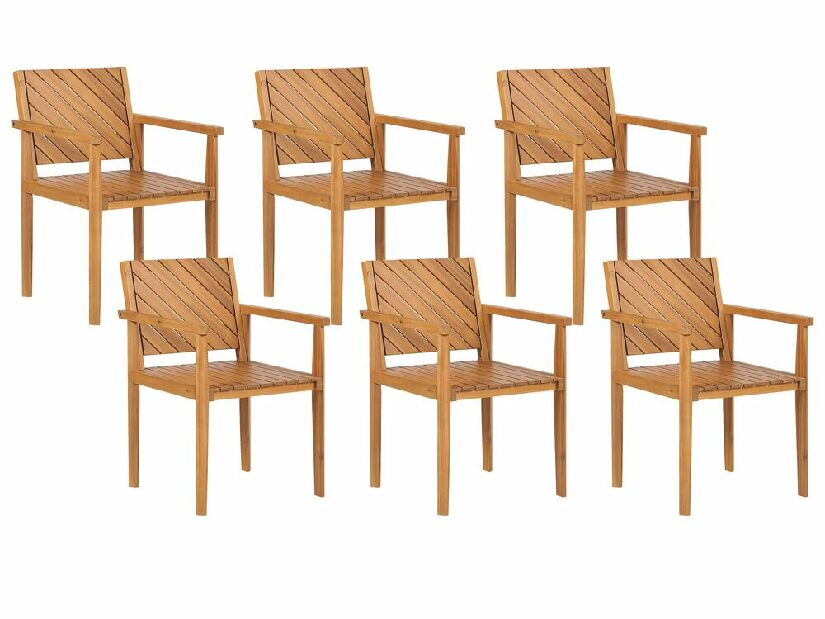 Set 6 ks zahradních židlí Blas (světlé dřevo)