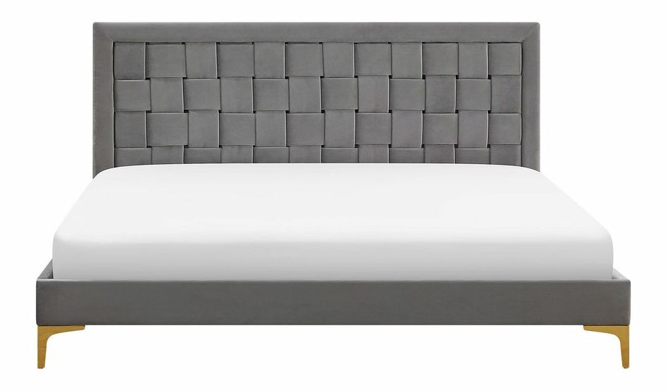 Manželská postel 180 cm LIMO (polyester) (šedá) (s roštem)