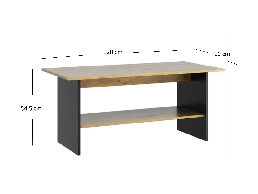 Konferenční stolek Bobbie (dub artisan + černá)