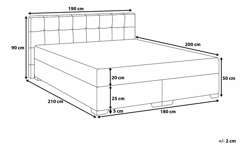 Manželská postel Boxspring 180 cm ADIR (s matracemi) (světlešedá)