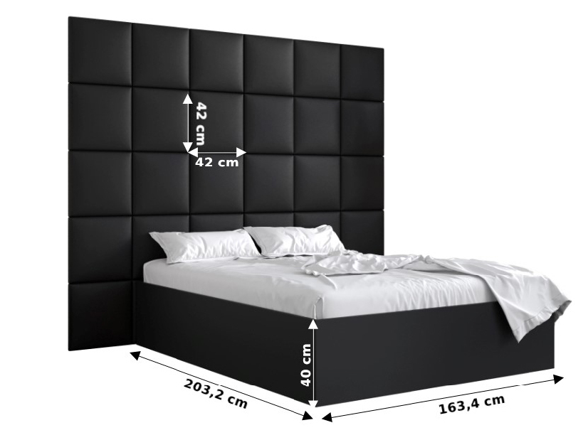 Manželská postel s čalouněným čelem 160 cm Brittany 3 (černá matná + mátová) (s roštem)