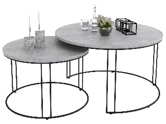 Set 2 ks. konferenčních stolků Essence (černá + beton)