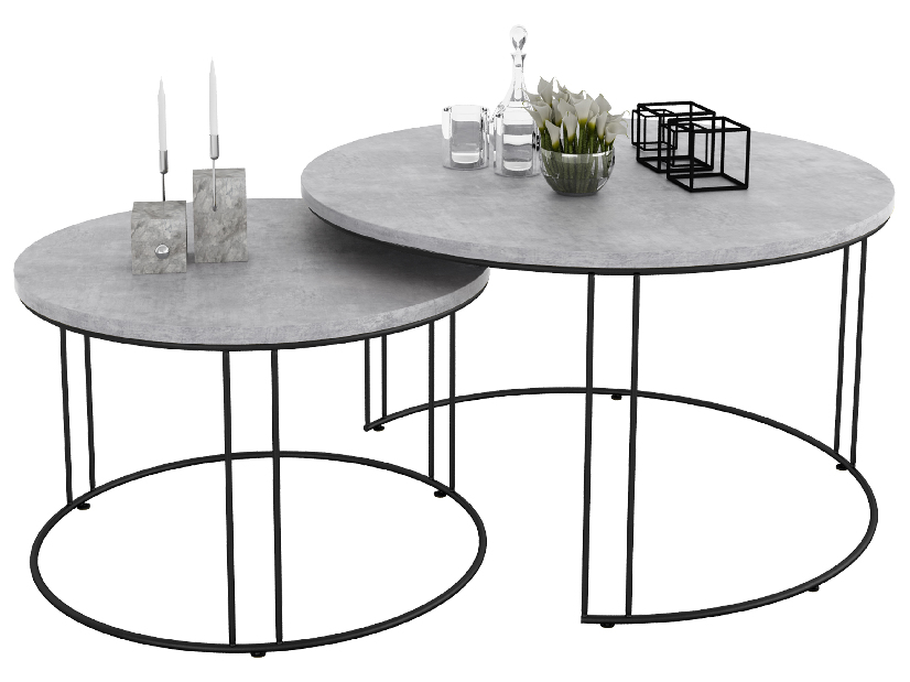 Set 2 ks. konferenčních stolků Essence (černá + beton)