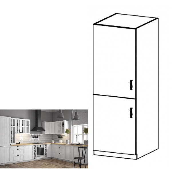 Dolní kuchyňská skříňka na vestavnou ledničku D60ZL Provense (bílá + sosna andersen) (L)