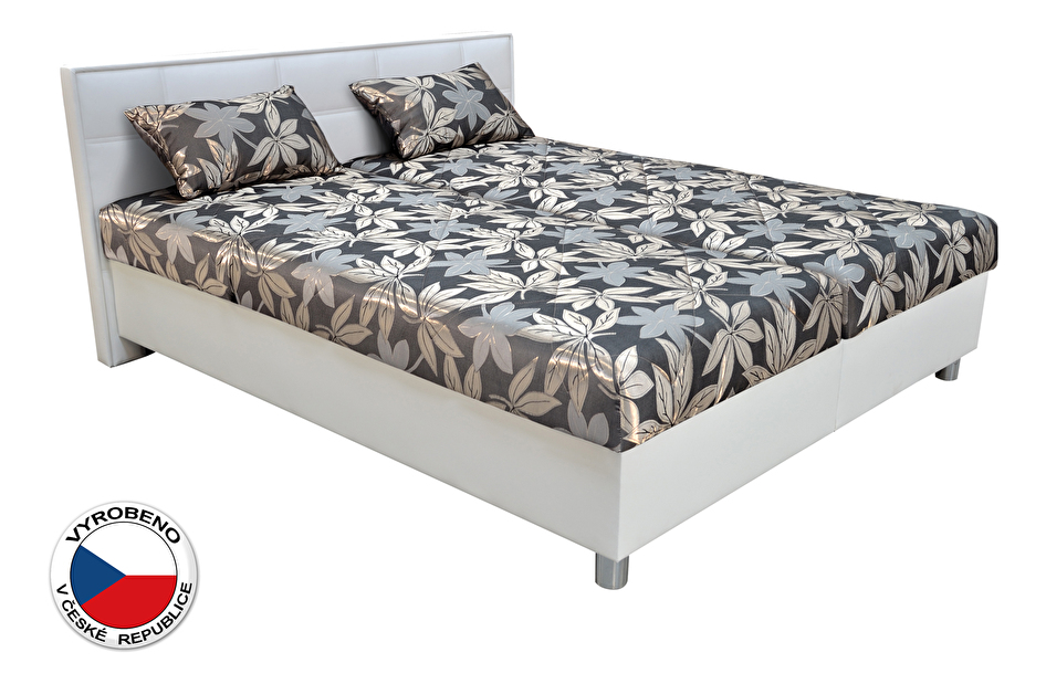 Manželská postel 180 cm Blanář Belfast (šedá + bílá) (s rošty a matracemi)