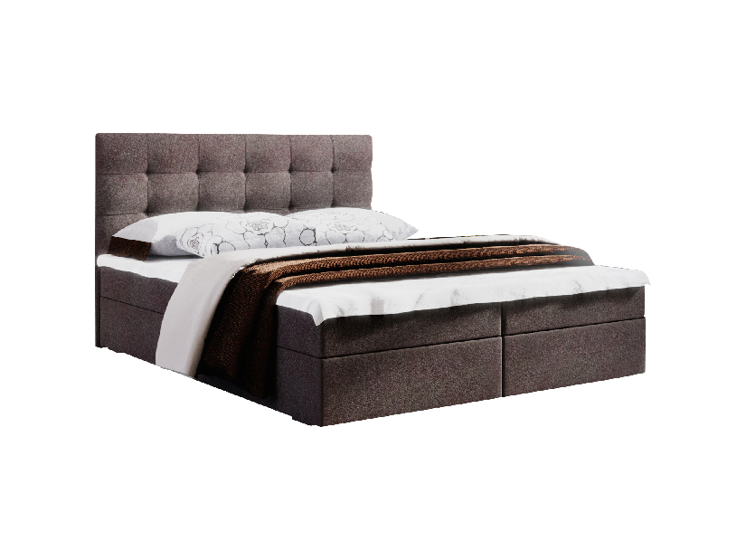 Manželská posteľ Boxspring 160 cm Fade 2 (tmavohnedá) (s matracom a úložným priestorom)