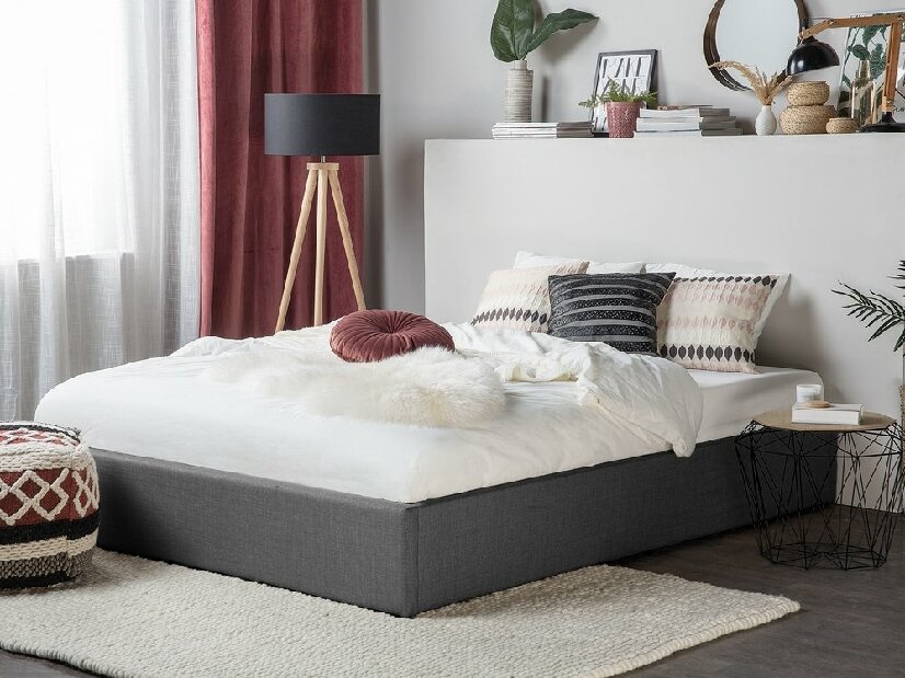 Manželská postel 160 cm DIJON (s roštem a úl. prostorem) (šedá)