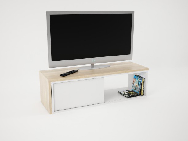 TV stolek/skříňka Rodas (bíla + dub sonoma)