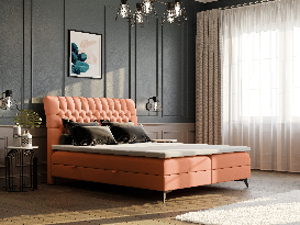 Manželská postel Boxspring 180 cm Molera (oranžová) (s úložným prostorem)