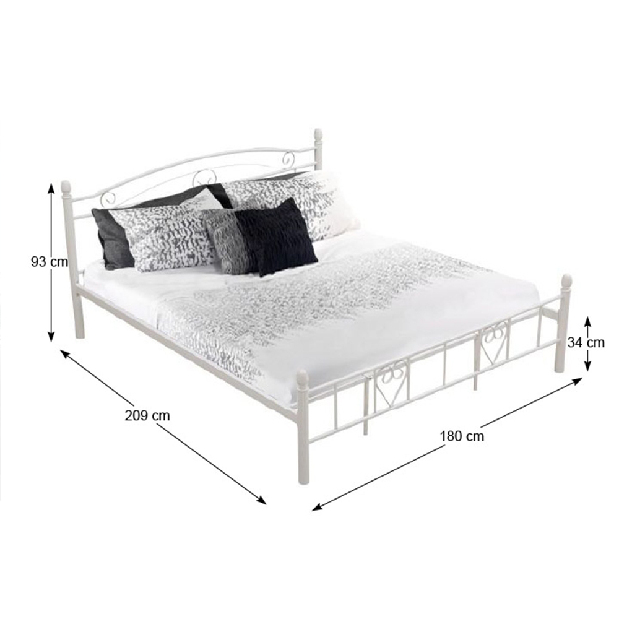 Manželská postel 180 cm Birie (s roštem) (bílá)