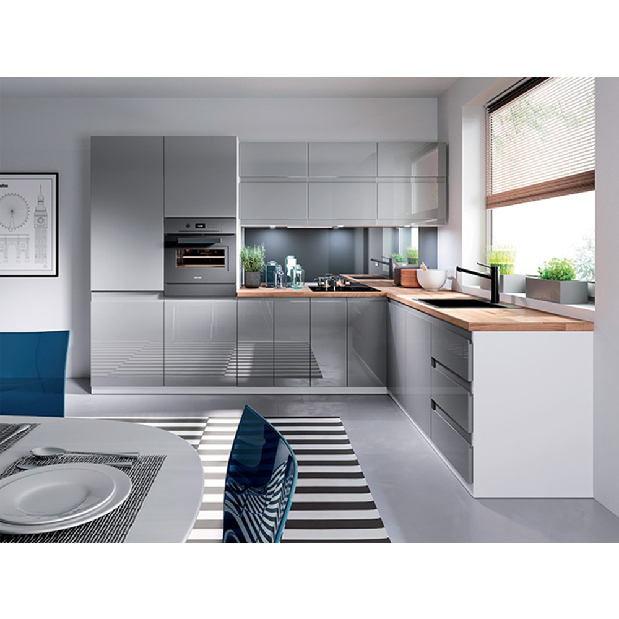 Dolní kuchyňská skříňka D601F Aurellia (bílá + lesk šedý) (L)