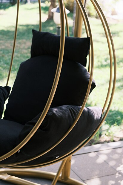 Zahradní houpací židle Druket (zlatá + černá)