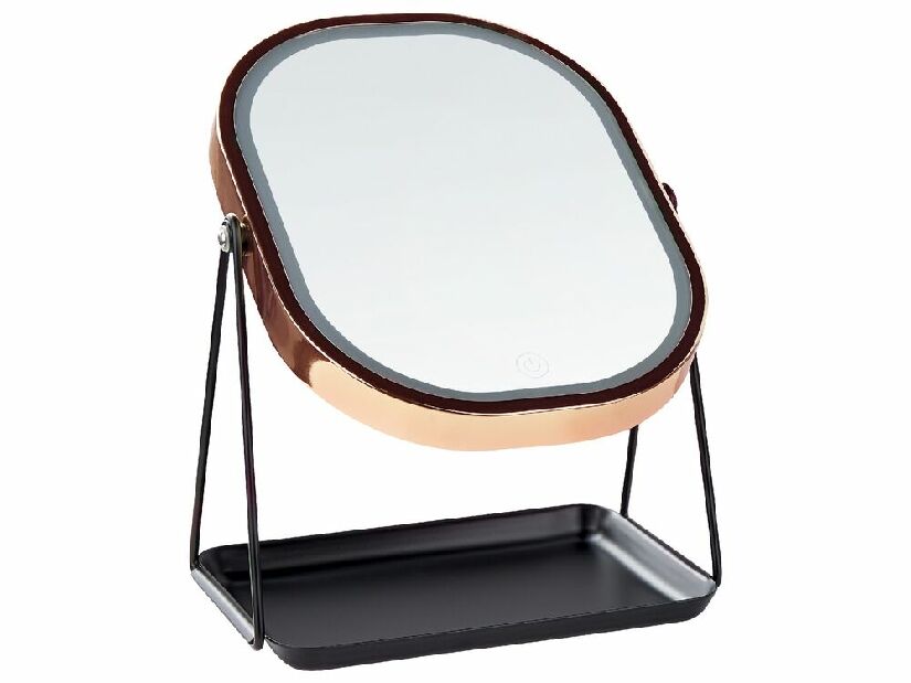 Kosmetické zrcadlo Dinora (růžovozlatá) (s LED osvětlením)