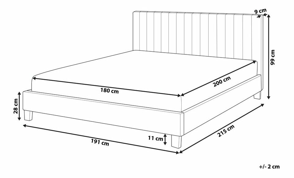 Manželská postel 180 cm PARASO (světle šedá) (s roštem)