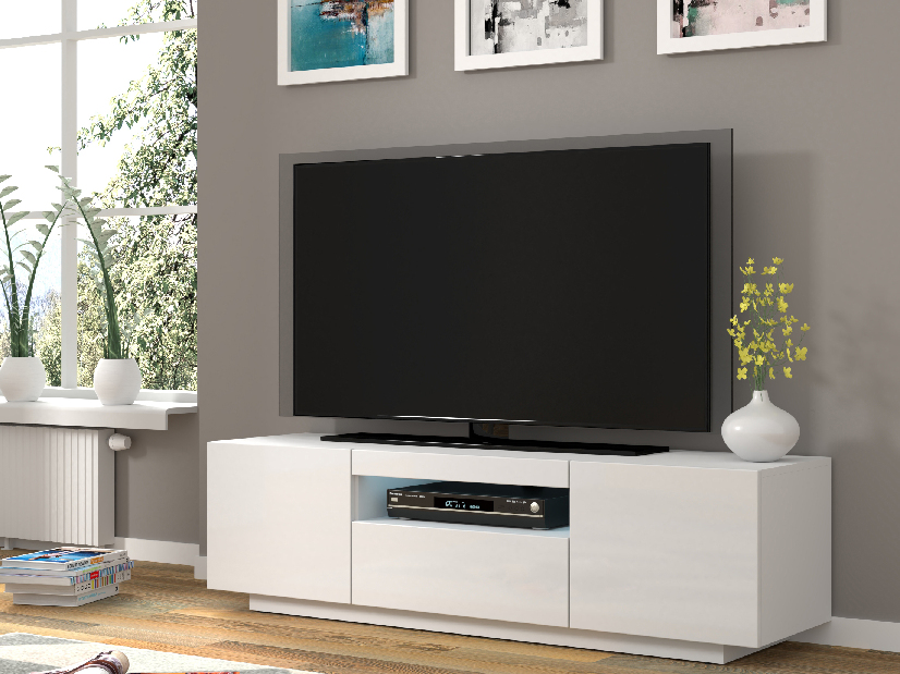 TV stolek/skříňka Aurora (bílý mat) (LED)