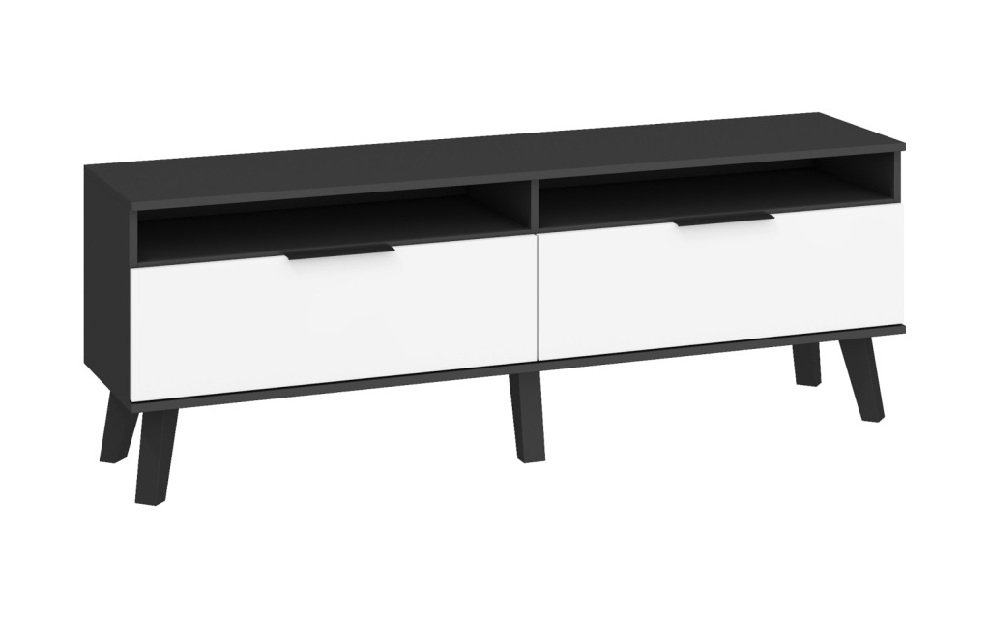 TV stolek/skříňka Shela SVN-11 (černá + bílý lesk)