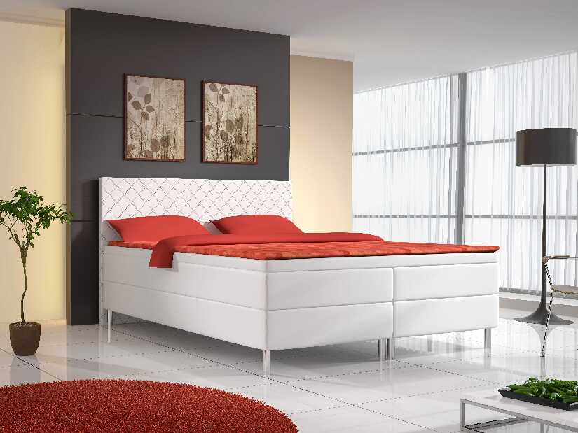 Manželská postel Boxspring 140 cm Mariana (bílá) (s matracemi)