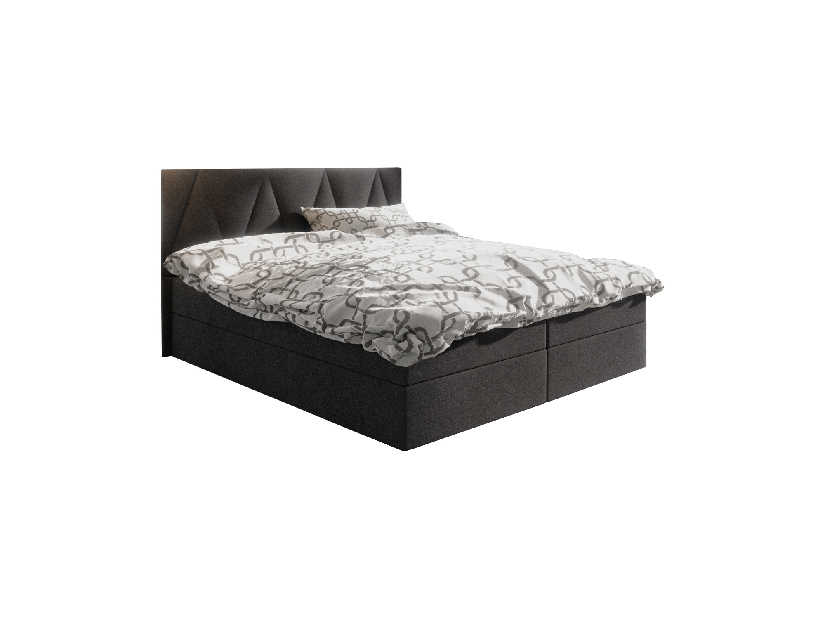 Manželská postel Boxspring 180 cm Fade 3 Comfort (černá) (s matrací a úložným prostorem)
