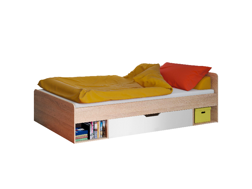 Jednolůžková postel 90 cm Terrell (dub sonoma + bílá) (bez roštu a matrace)
