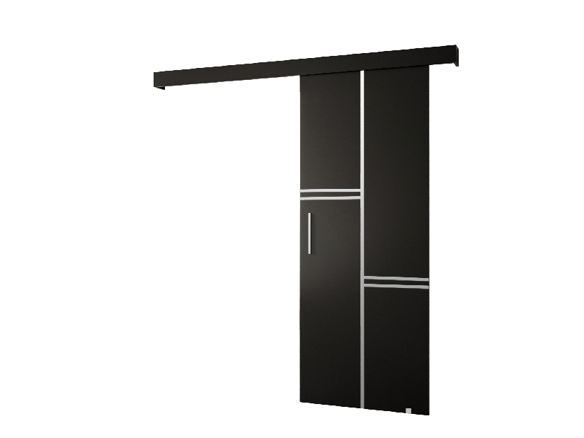Posuvné dveře 90 cm Sharlene VIII (černá matná + černá matná + stříbrná)