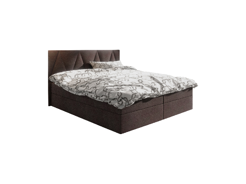 Manželská postel Boxspring 160 cm Fade 3 (tmavě hnědá) (s matrací a úložným prostorem)