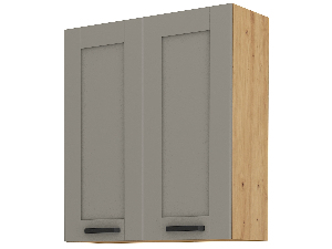 Horní dvoudveřová kuchyňská skříňka Lucid 80 G 90 2F (dub artisan + claygrey)