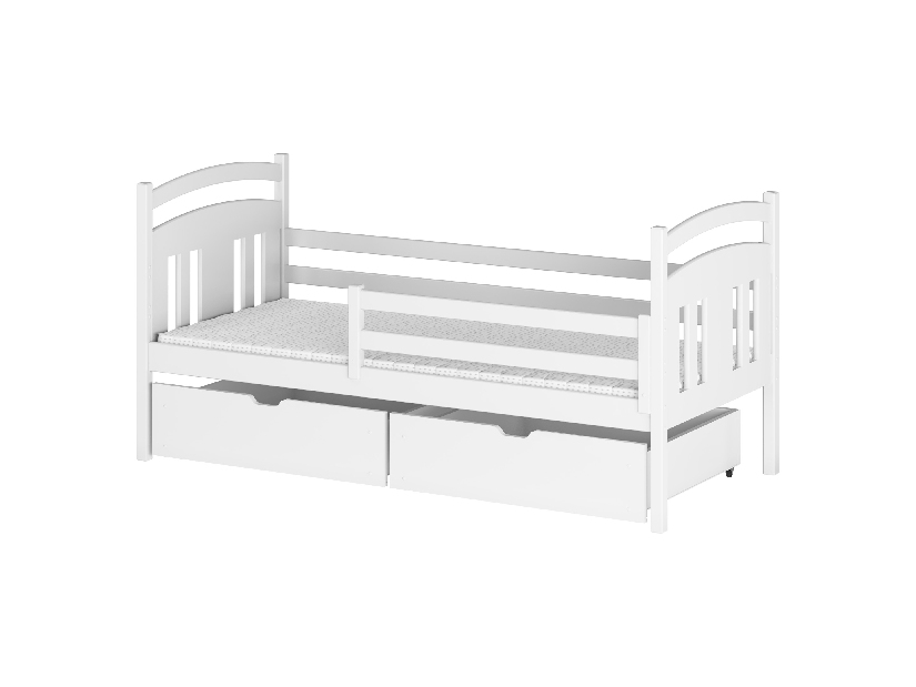 Dětská postel 90 cm Kayla (s roštem a úl. prostorem) (bílá)