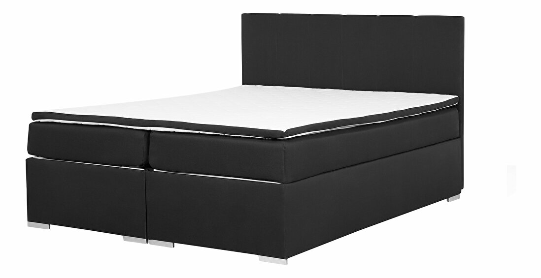 Manželská postel Boxspring 180 cm LORRO (s matracemi) (černá)