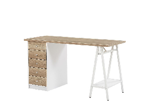 PC stolek HARBE (světlé dřevo + bílá)