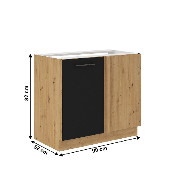 Dolní kuchyňská skříňka Meriel 105 ND 1FFBB (černá + dub artisan)