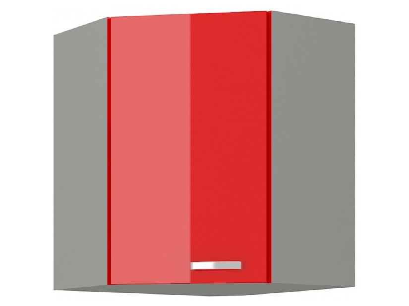 Rohová horní kuchyňská skříňka Roslyn 58 x 58 GN 72 1F (červená + šedá)