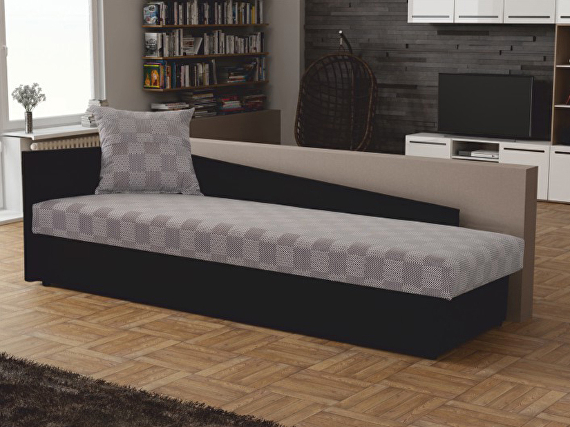 Jednolůžková postel (válenda) 80 cm Judit (šedá + černá) (s úl. prostorem) (L) *výprodej