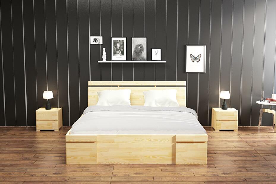 Manželská postel 140 cm Naturlig Bavergen Maxi DR (borovice) (s roštem a úl. prostorem)