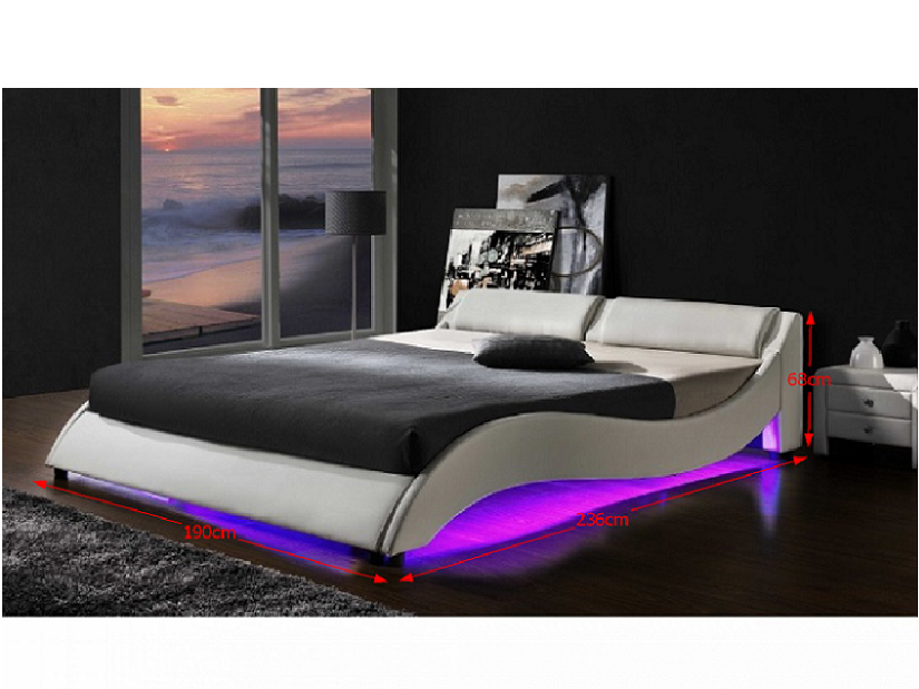 Manželská postel 180 cm Pascale (s roštem a LED) *výprodej