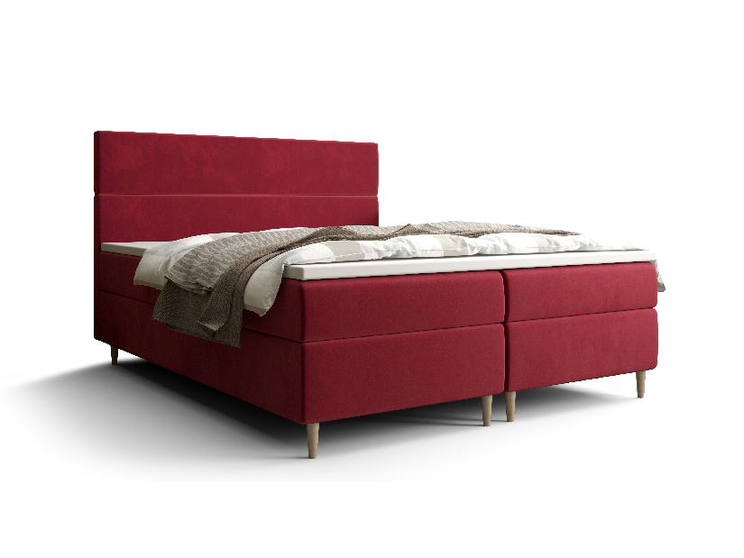 Manželská postel Boxspring 180 cm Flu (bordó) (s matrací a úložným prostorem)