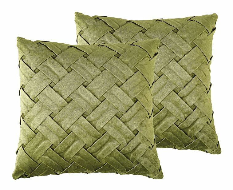 Set 2 ks ozdobných polštářů 45 x 45 cm Narcis (zelená)