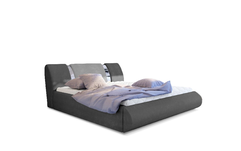 Manželská postel 160 cm Fabio (tmavě šedá + světle šedá) (s roštem a úl. prostorem)