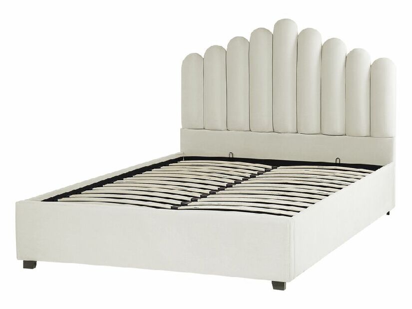 Manželská postel 140 cm Valhala (bílá) (s roštem a úložným prostorem)