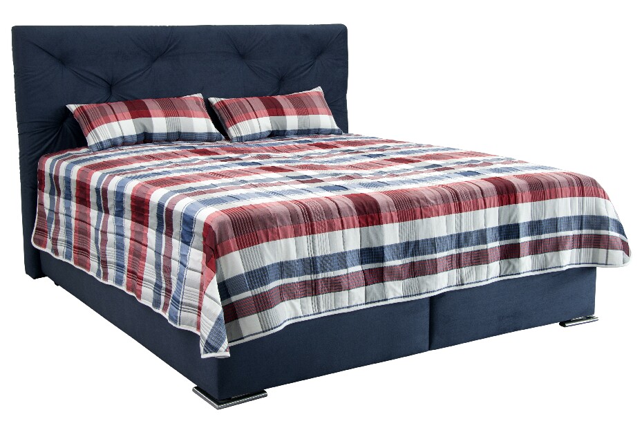 Manželská postel 180 cm Blanář Chicago (modrá) (s roštem a matrací NELLY PLUS)