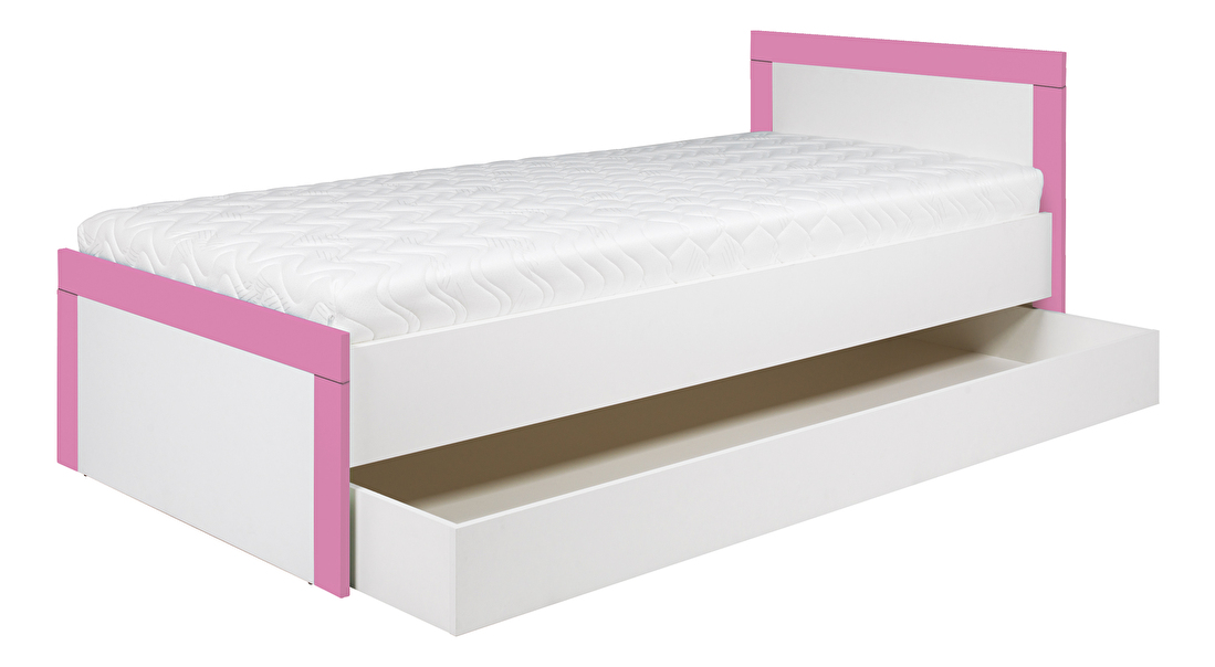 Jednolůžková postel 90 cm Twin TW 13 (fuchsie + bílá matná)