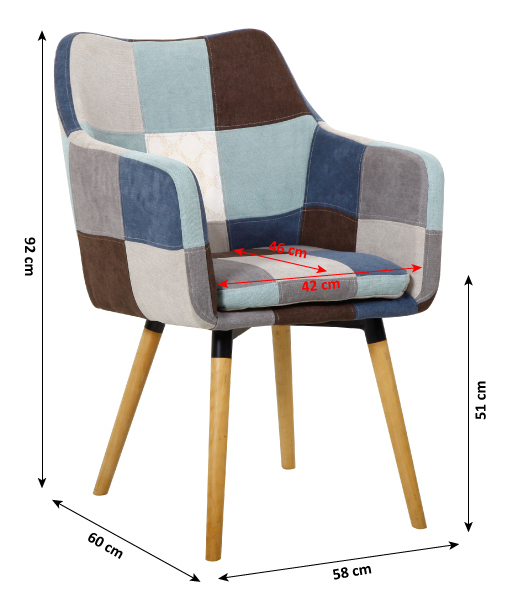 Jídelní židle Landor (modrobéžový patchwork) *výprodej