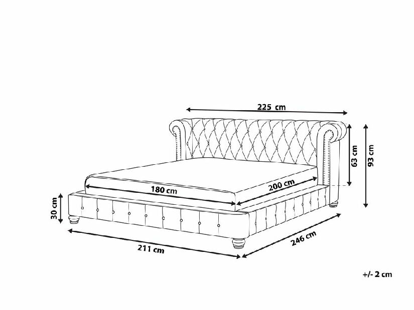 Manželská vodní postel 180 cm Chomper (šedá) (s roštem a matrací)